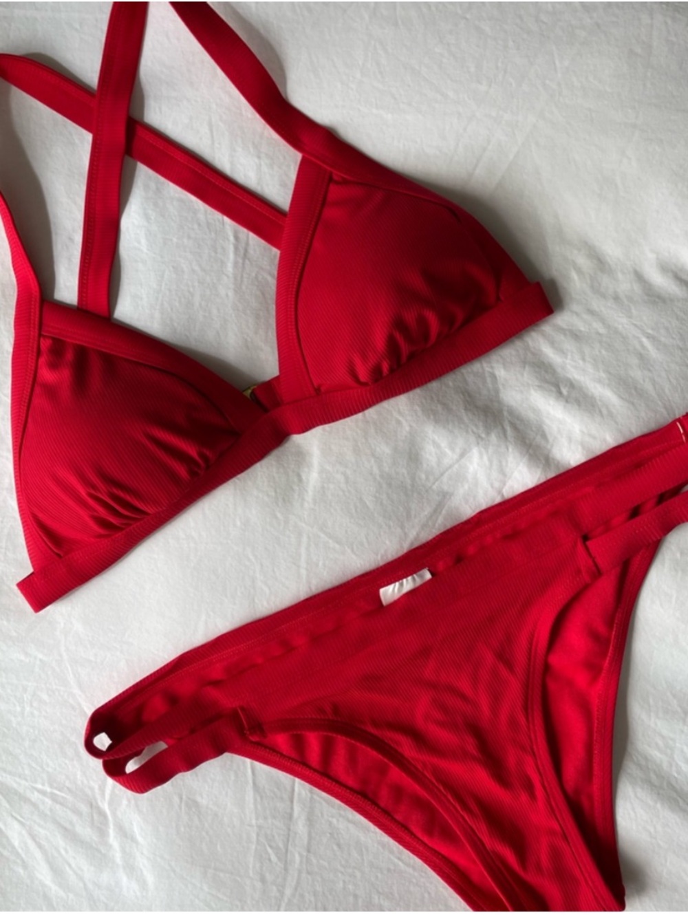 Xhilaration Bright Red Ribbed Bikini